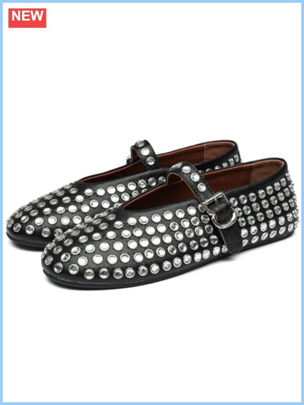 Rhinestone Ballet Flats Crystal Mary Jane Low Heel Shoes